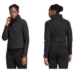 Adidas Heartracer Asymmetrical-Zip Jacket Black Gray Space Dye - Small